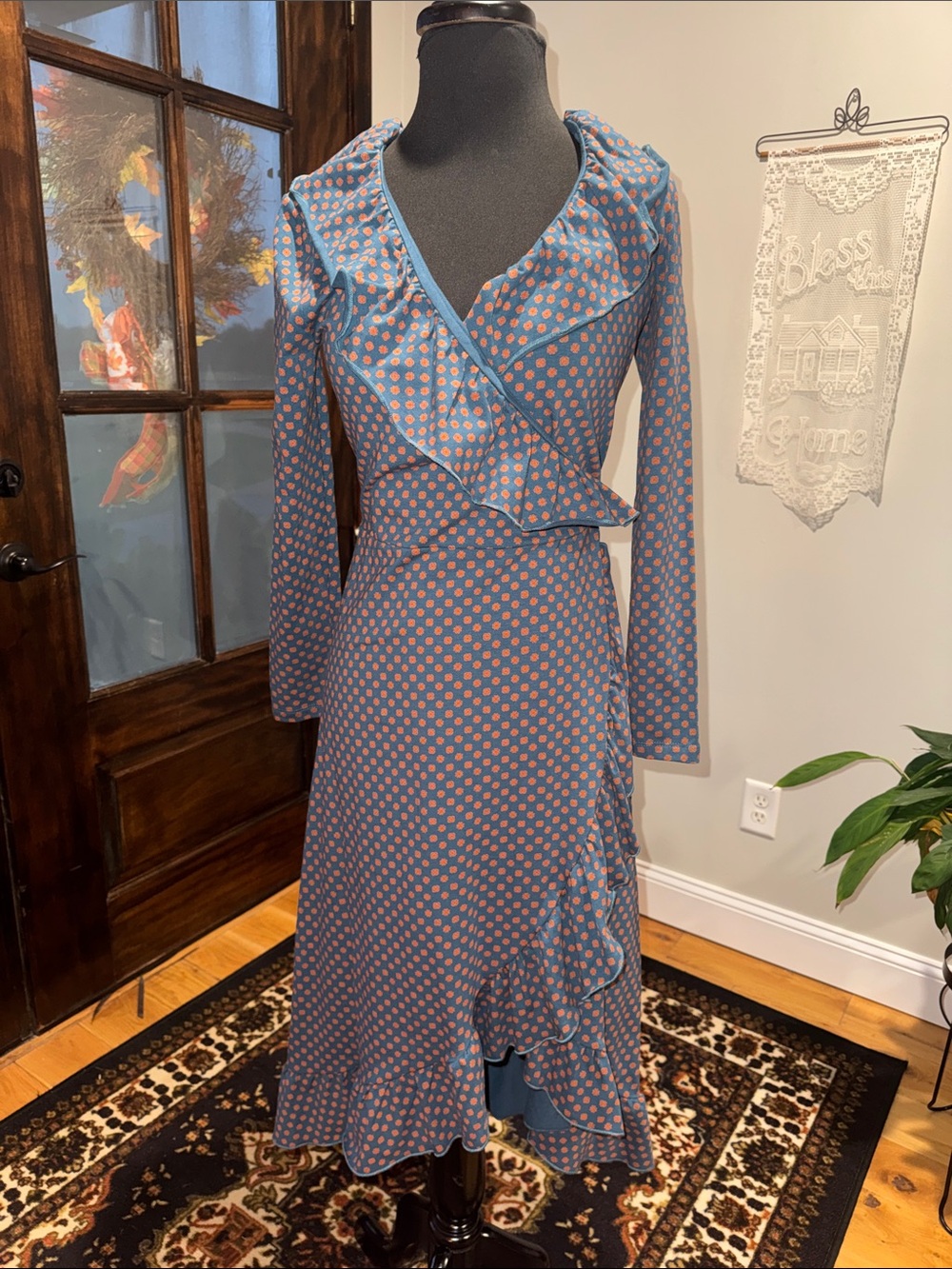 NWT MATILDA JANE Reunion Teal Wrap Dress Small Ruffle Midi Jersey